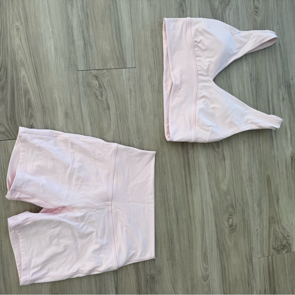 Pink Sports Bra and Shorts Set